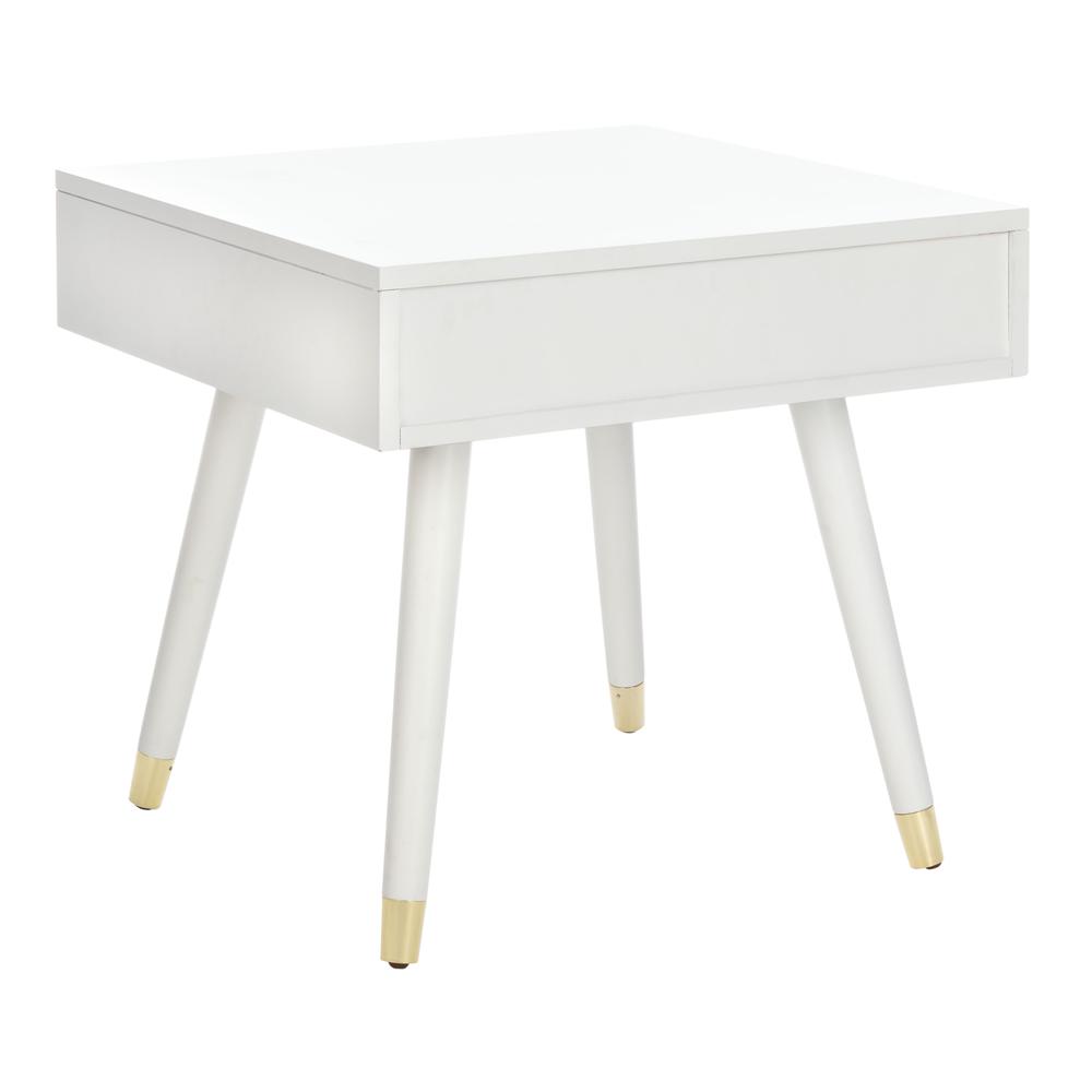 Levinson Gold Cap End Table, White. Picture 4