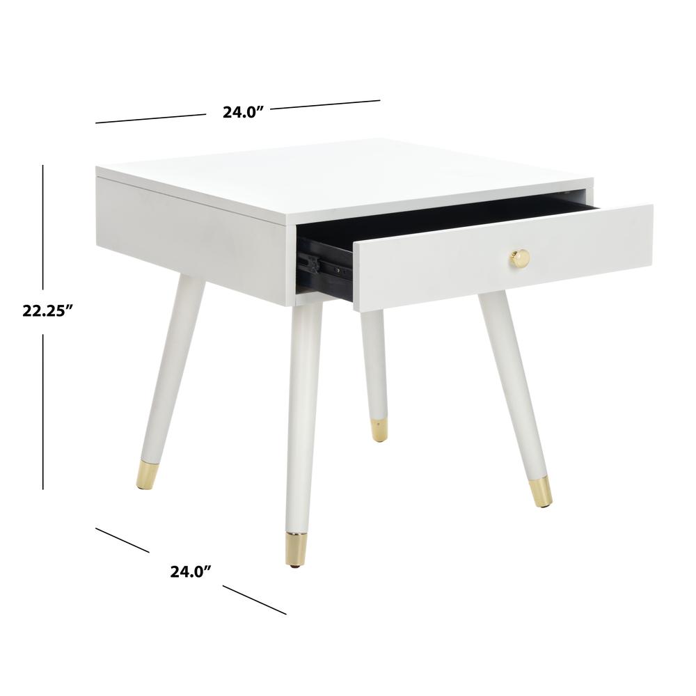 Levinson Gold Cap End Table, White. Picture 8