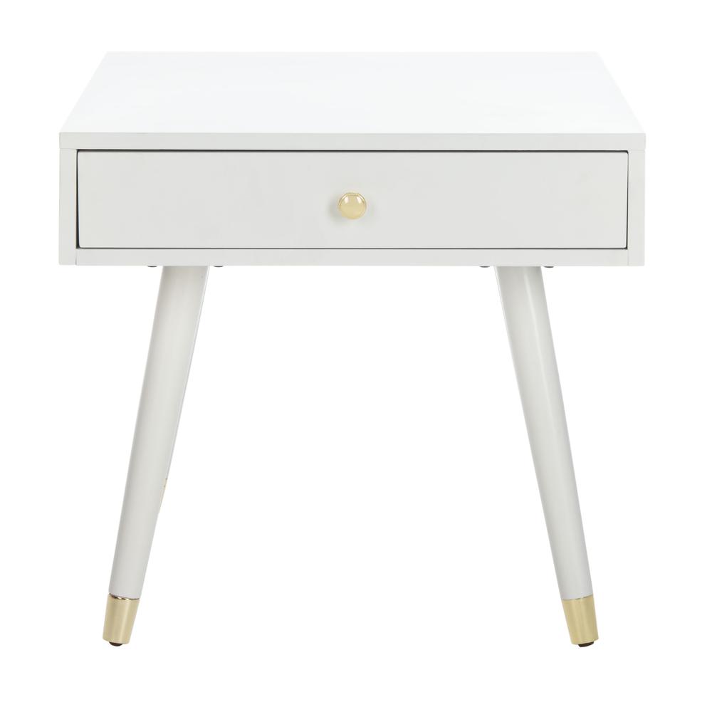 Levinson Gold Cap End Table, White. Picture 1