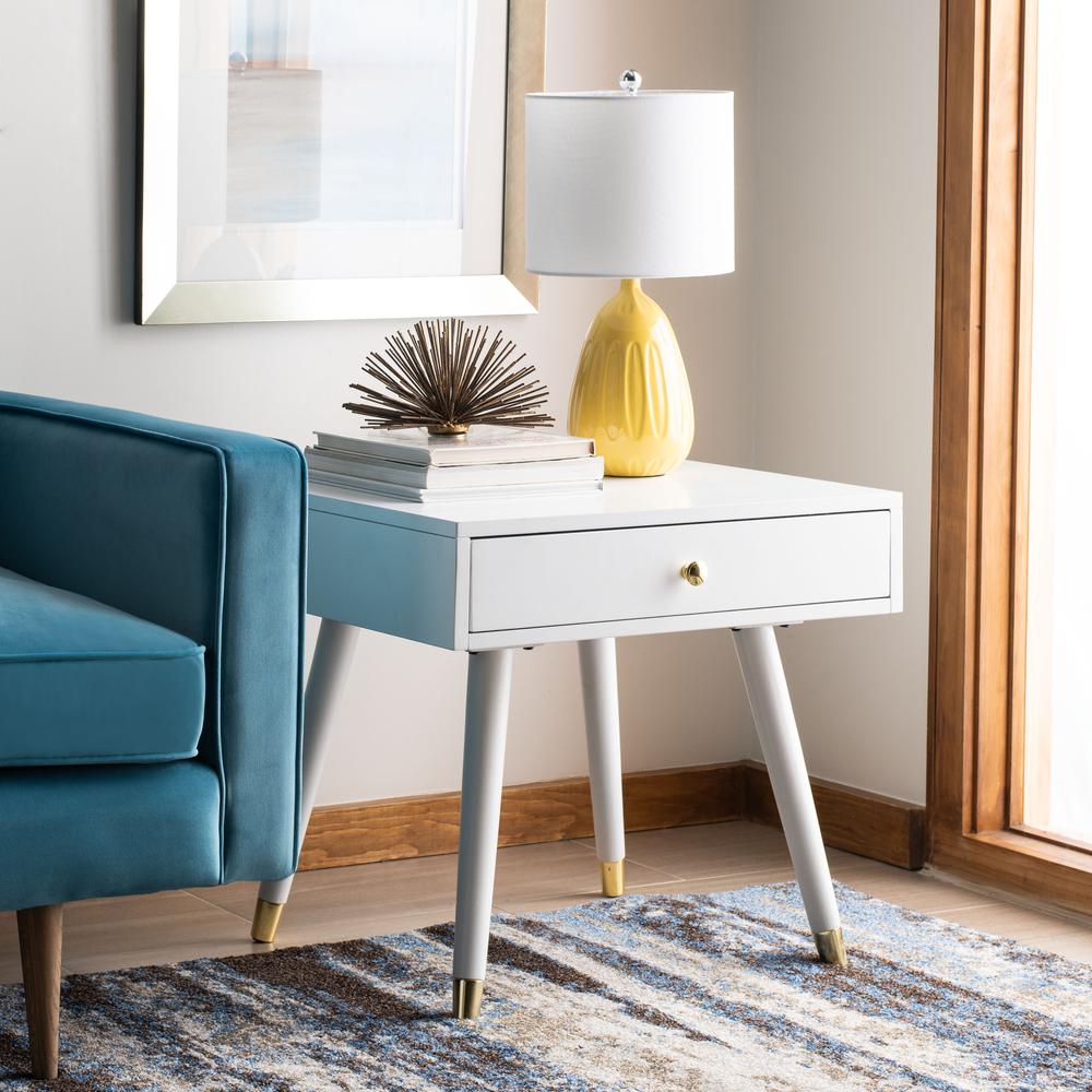 Levinson Gold Cap End Table, White. Picture 9
