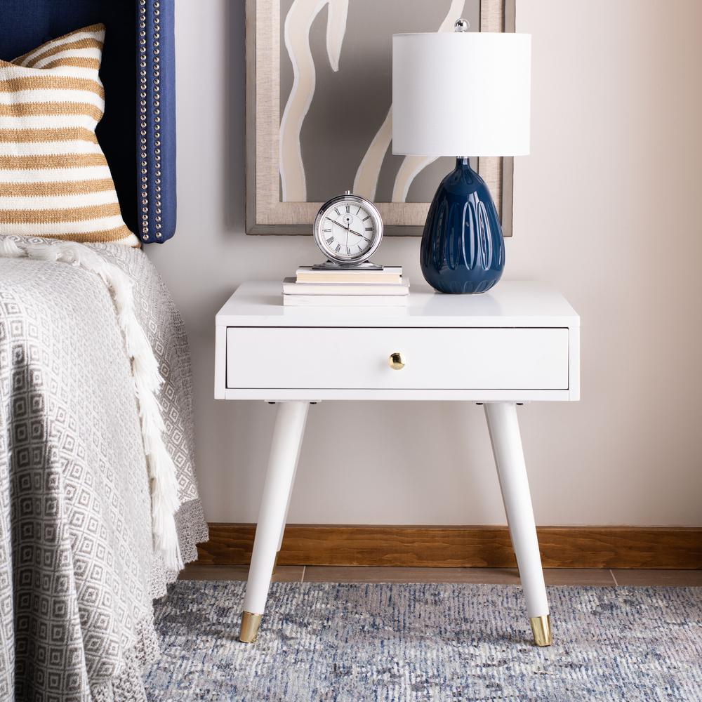 Levinson Gold Cap End Table, White. Picture 10
