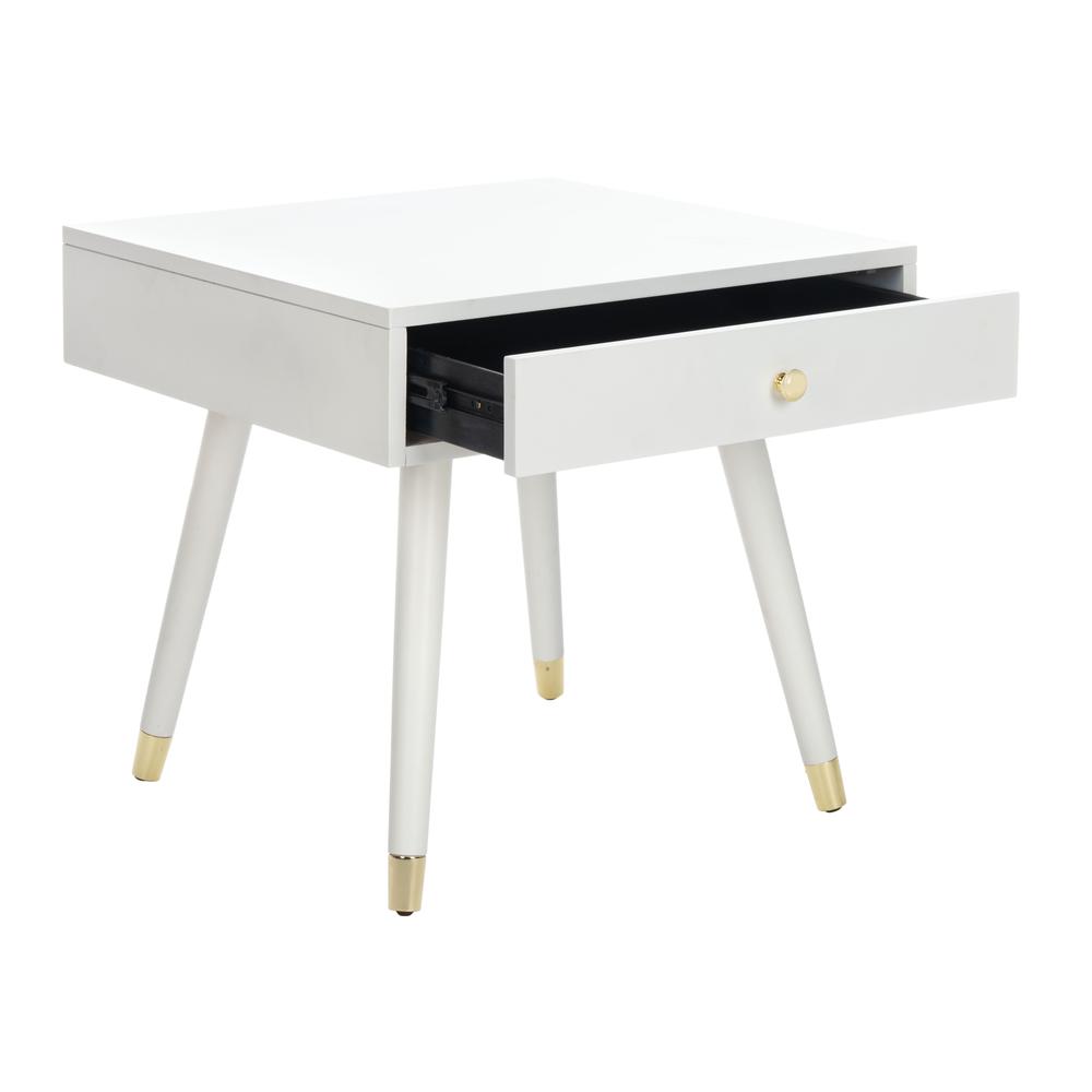 Levinson Gold Cap End Table, White. Picture 11