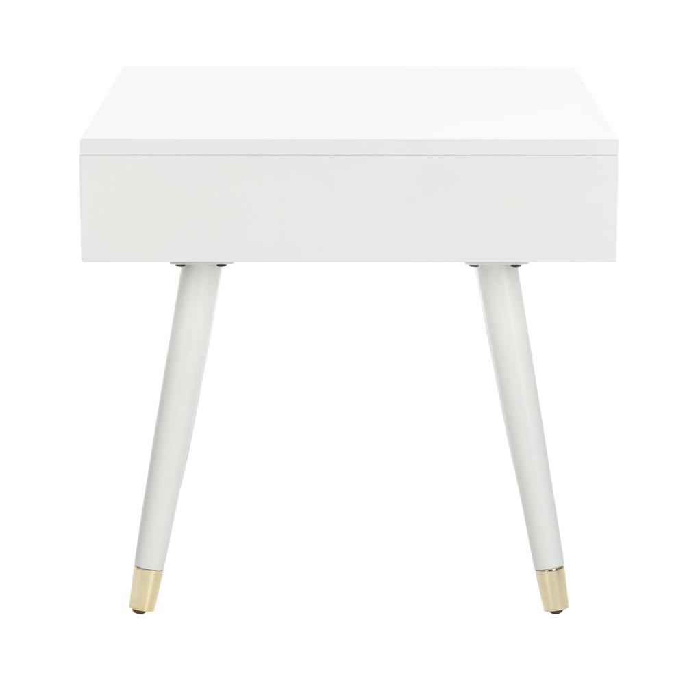 Levinson Gold Cap End Table, White. Picture 12