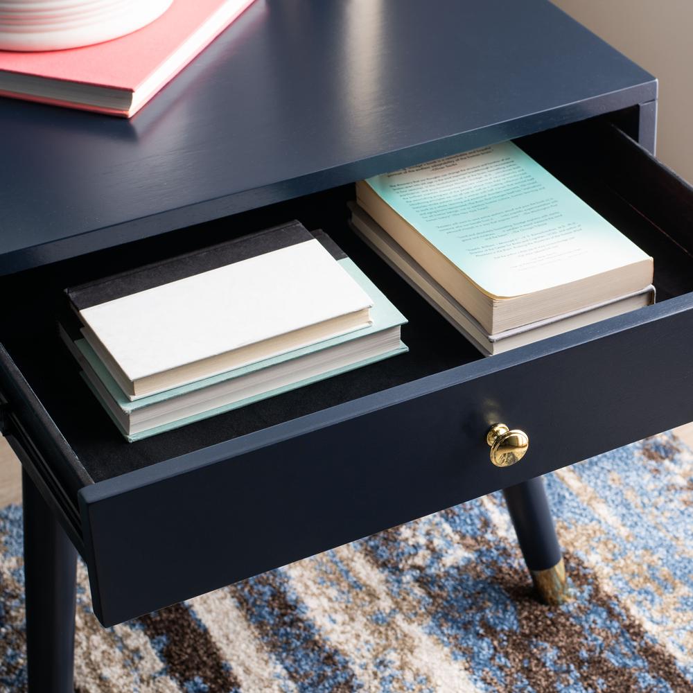 Levinson Gold Cap End Table, Navy. Picture 4