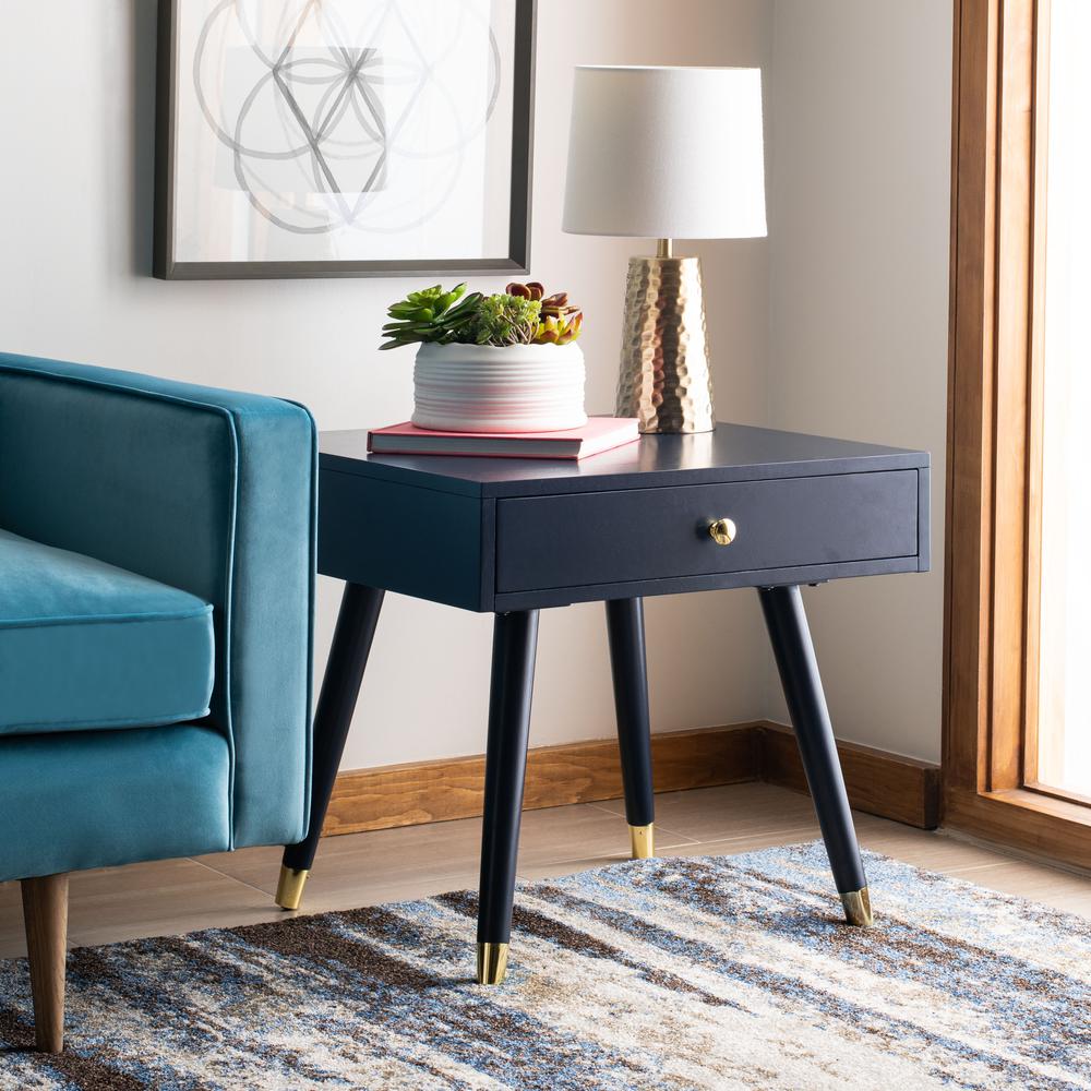 Levinson Gold Cap End Table, Navy. Picture 8