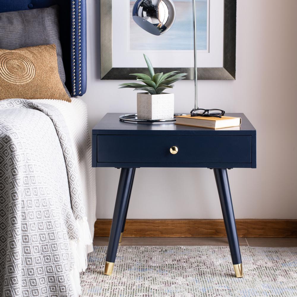 Levinson Gold Cap End Table, Navy. Picture 9