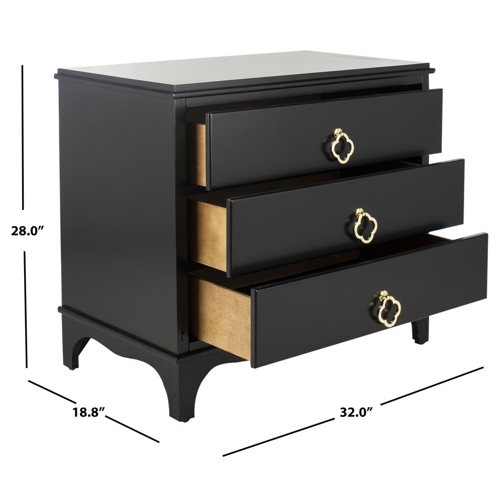 Hannon 3 Drawer Contemporary Nightstand, Black. Picture 7