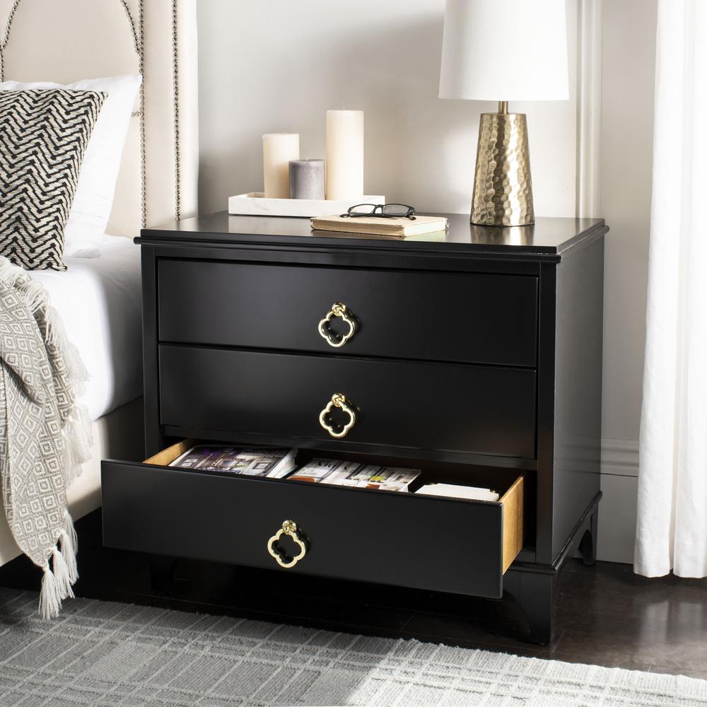 Hannon 3 Drawer Contemporary Nightstand, Black. Picture 10