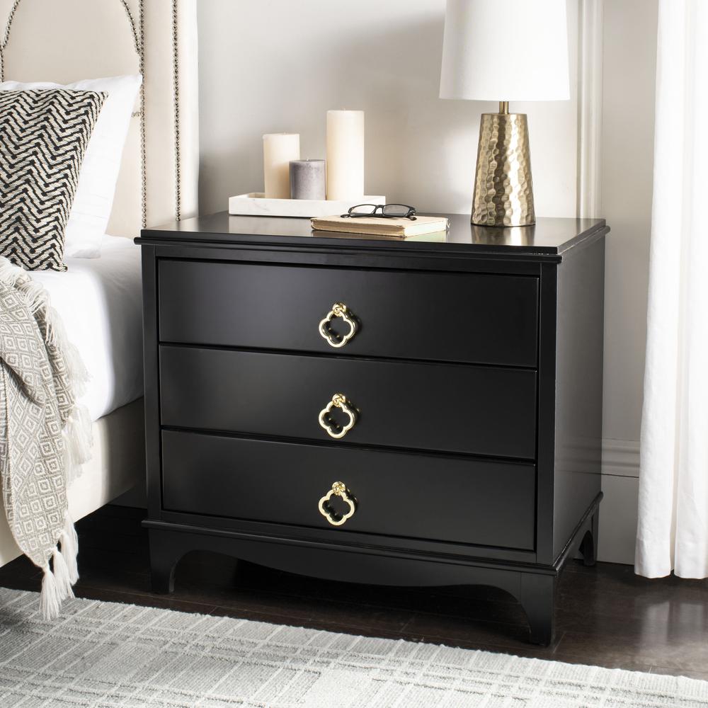 Hannon 3 Drawer Contemporary Nightstand, Black. Picture 12
