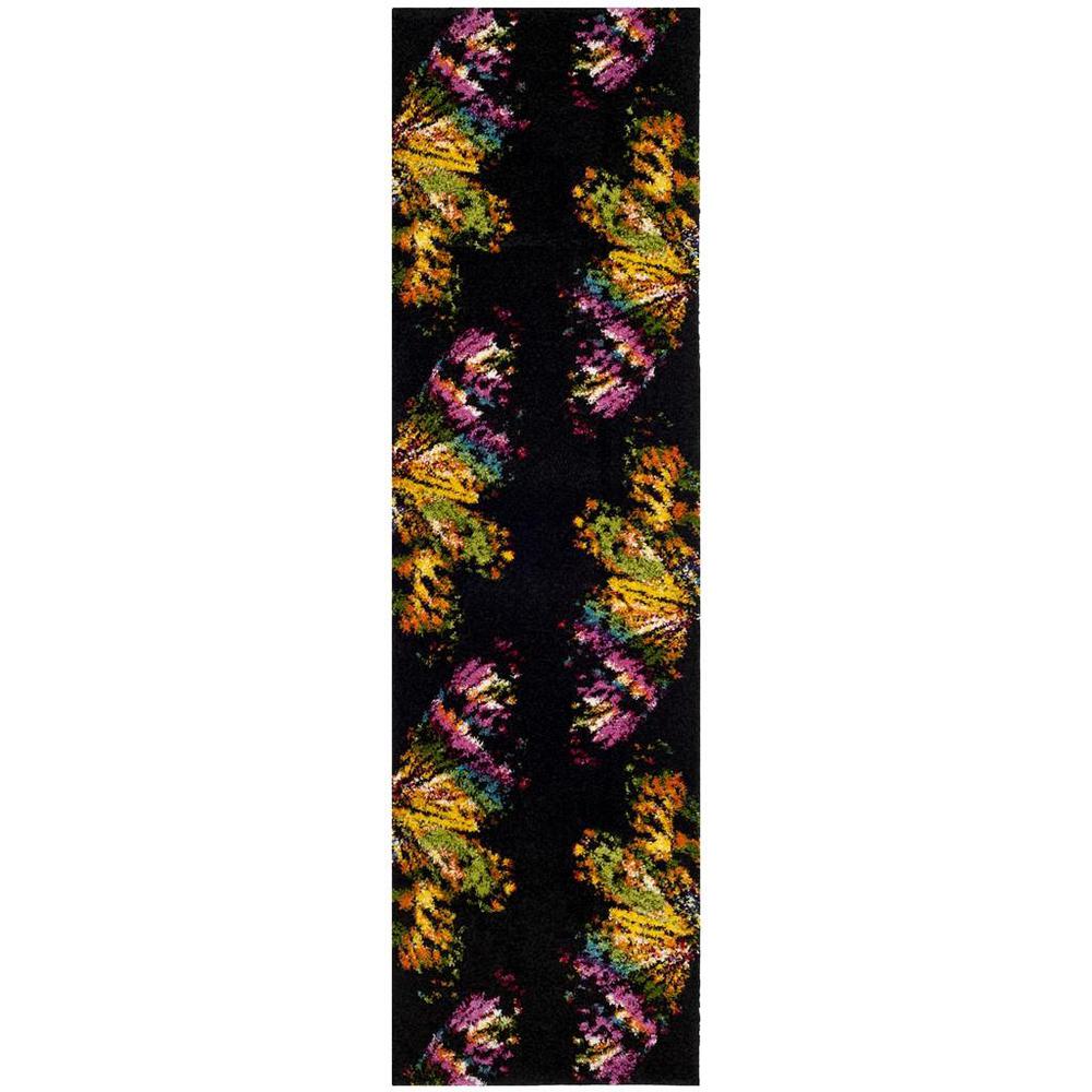 FIESTA SHAG, BLACK / YELLOW, 2'-3" X 8', Area Rug. Picture 1