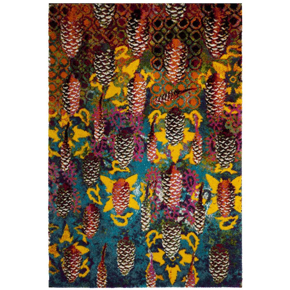 FIESTA SHAG, TURQUOISE / MULTI, 4' X 6', Area Rug, FSG369K-4. Picture 1