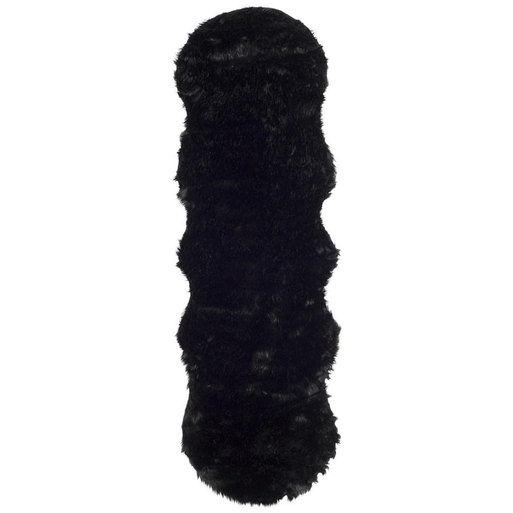 FAUX SHEEP SKIN, BLACK, 2'-6" X 6', Area Rug. Picture 1
