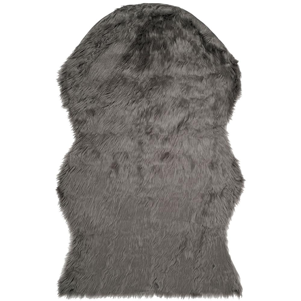 FAUX SHEEP SKIN, GREY, 2' X 3', Area Rug, FSS115D-2. Picture 1