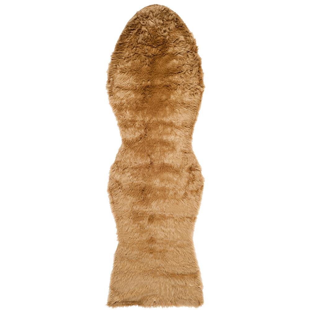 FAUX SHEEP SKIN, CAMEL, 2'-6" X 6', Area Rug. Picture 1