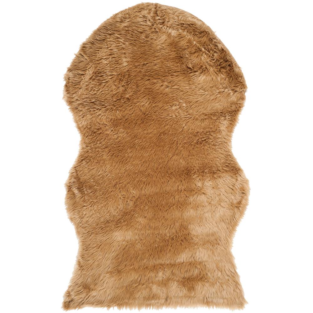 FAUX SHEEP SKIN, CAMEL, 3' X 5', Area Rug. Picture 1