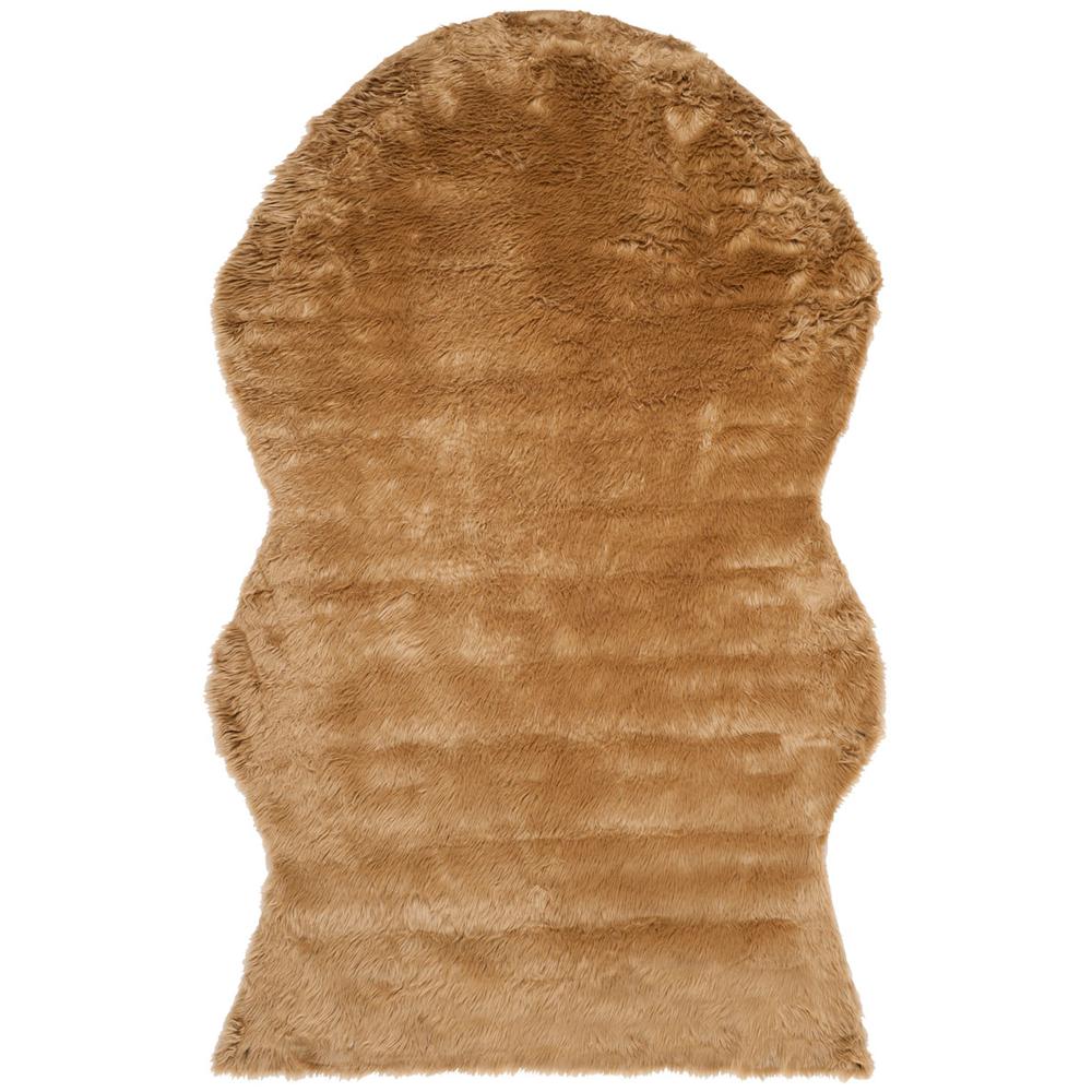 FAUX SHEEP SKIN, CAMEL, 4' X 6', Area Rug. Picture 1