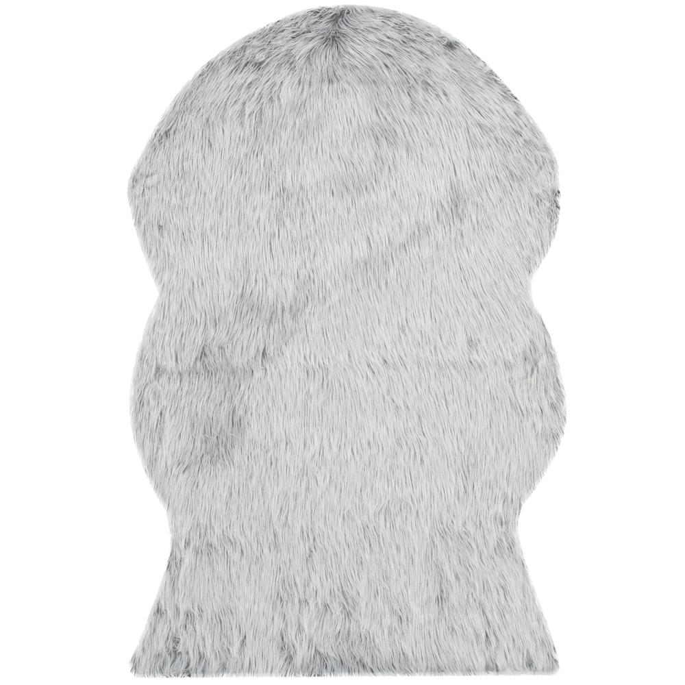FAUX SHEEP SKIN, LIGHT GREY, 4' X 6', Area Rug. Picture 1