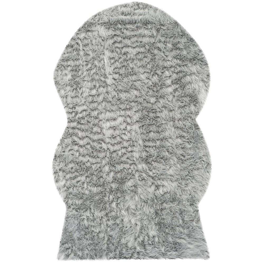 FAUX SHEEP SKIN, LIGHT GREY, 5' X 8', Area Rug. Picture 1