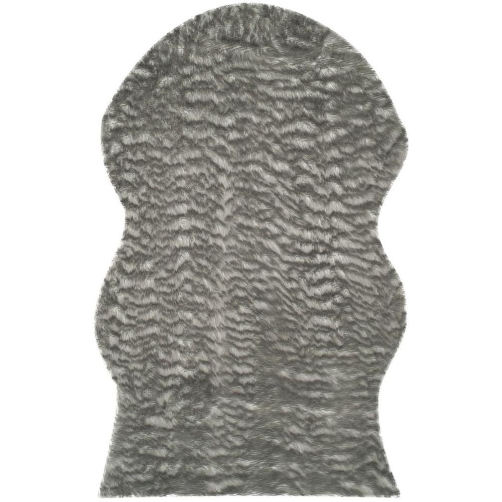 FAUX SHEEP SKIN, DARK GREY, 5' X 8', Area Rug. Picture 1
