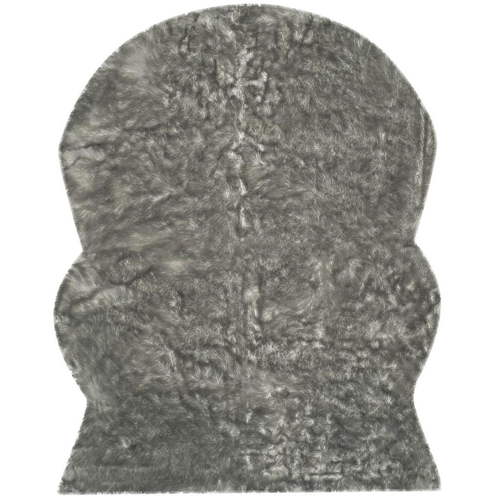 FAUX SHEEP SKIN, DARK GREY, 8' X 10', Area Rug. Picture 1