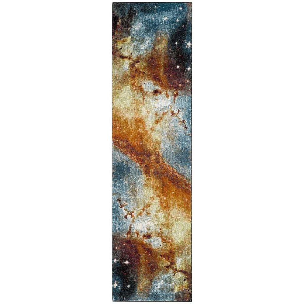 GALAXY, ORANGE / MULTI, 2'-3" X 8', Area Rug, GAL109D-28. Picture 1