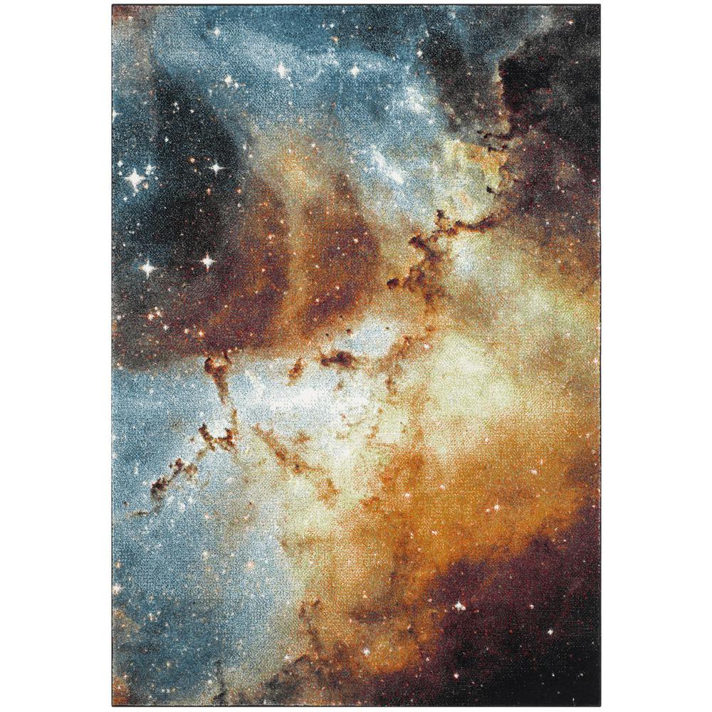 GALAXY, ORANGE / MULTI, 5'-3" X 7'-6", Area Rug, GAL109D-5. Picture 1