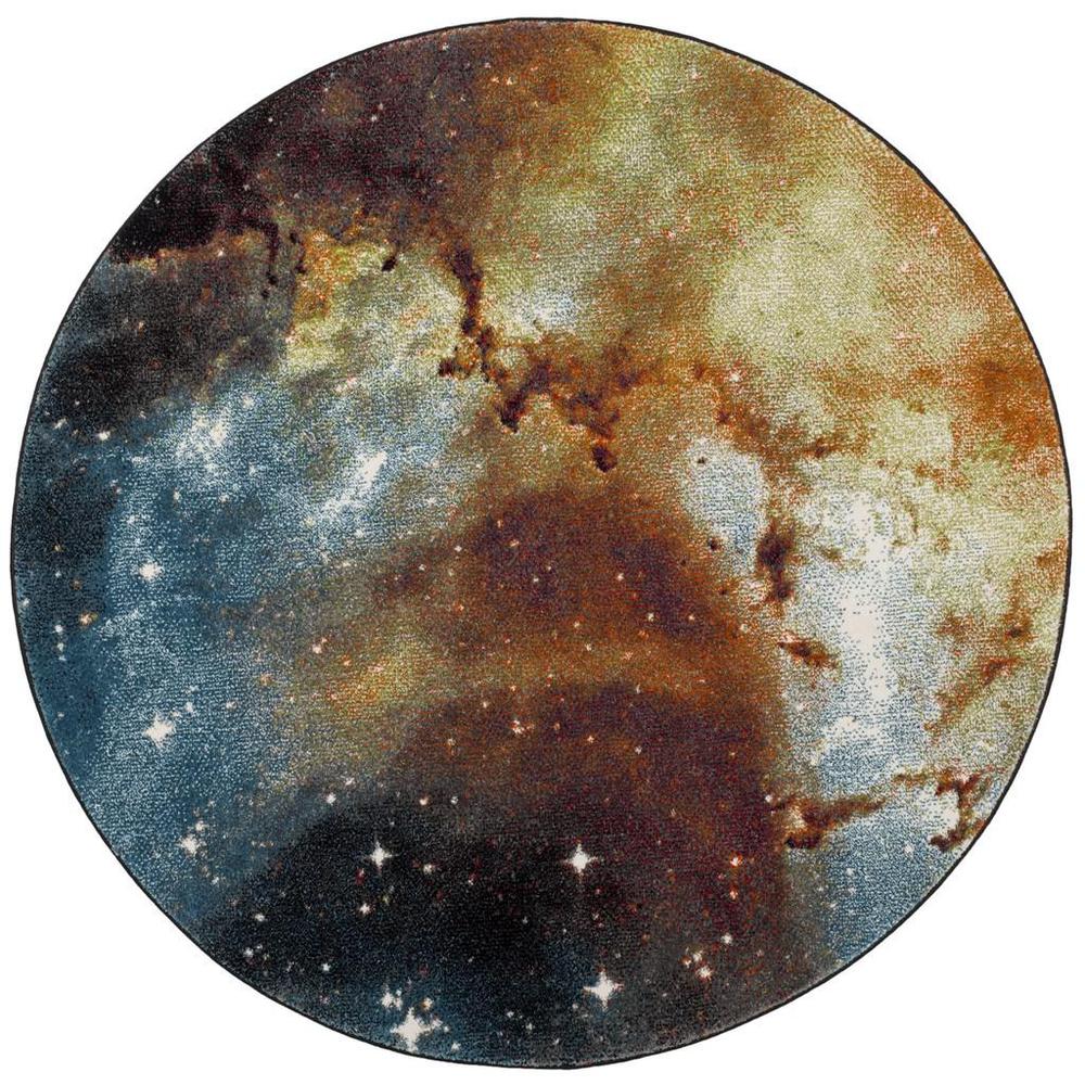 GALAXY, ORANGE / MULTI, 5'-3" X 5'-3" Round, Area Rug. Picture 1