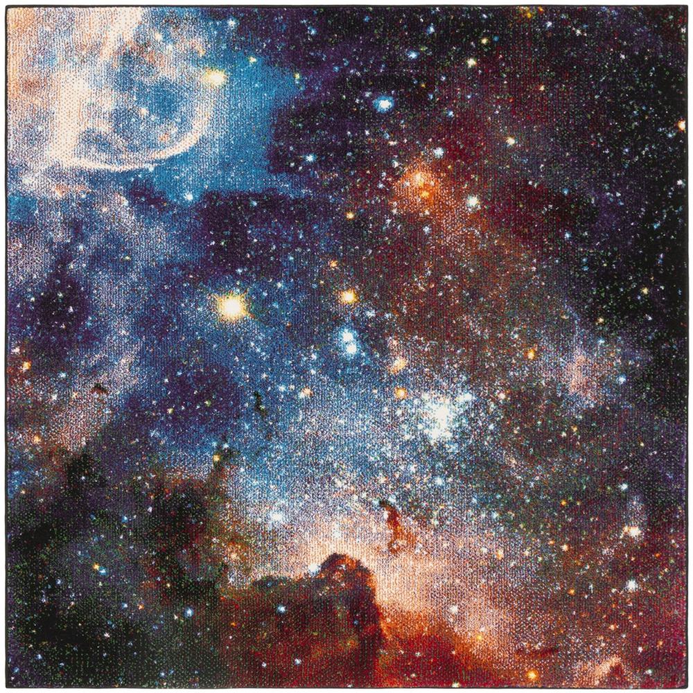 GALAXY, PURPLE / MULTI, 5'-3" X 5'-3" Square, Area Rug. Picture 1