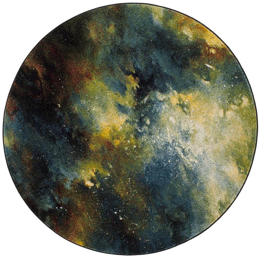 GALAXY, BLUE / MULTI, 5'-3" X 5'-3" Round, Area Rug. Picture 1