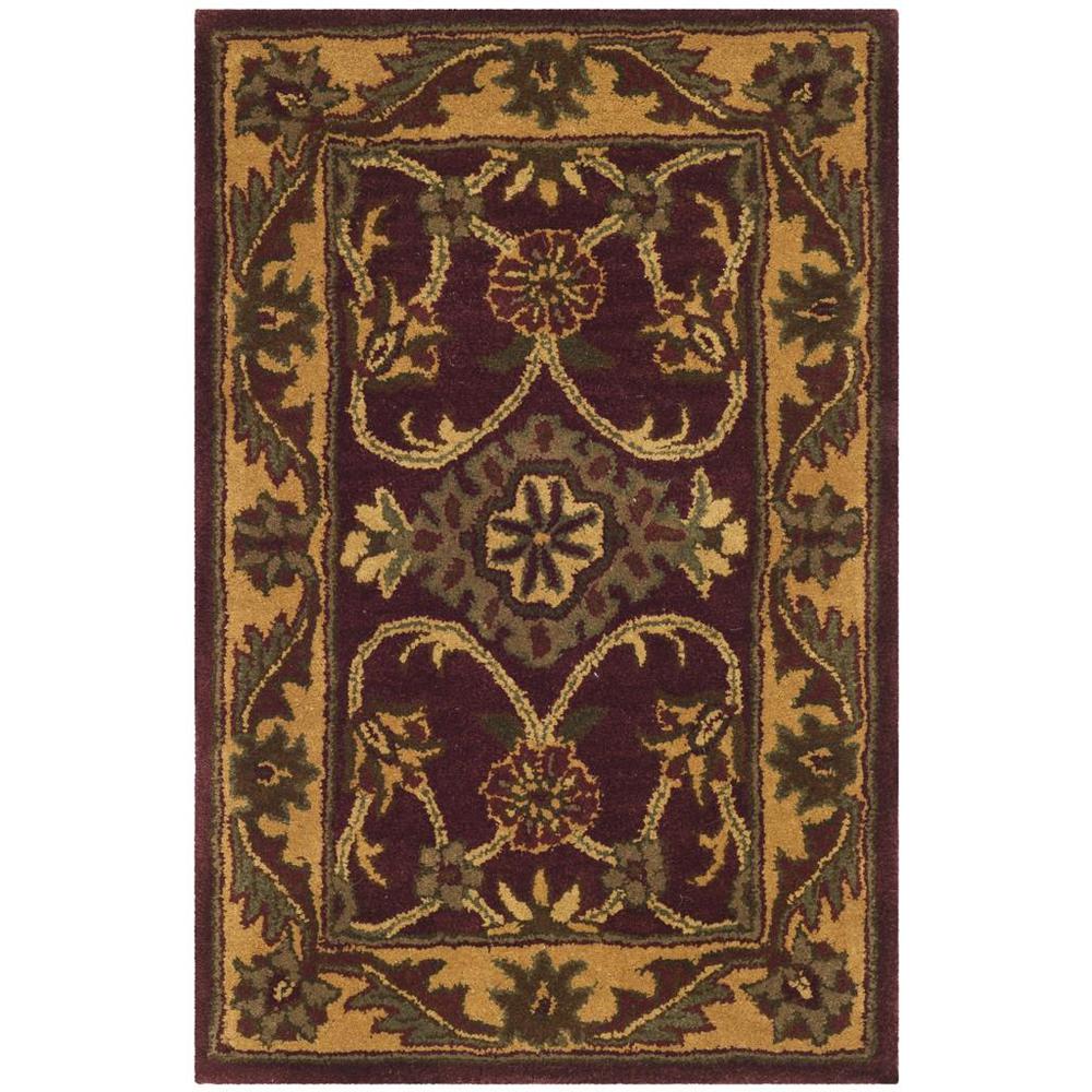 GOLDEN JAIPUR, BURGUNDY / GOLD, 2'-0" X 3'-0", Area Rug. Picture 1