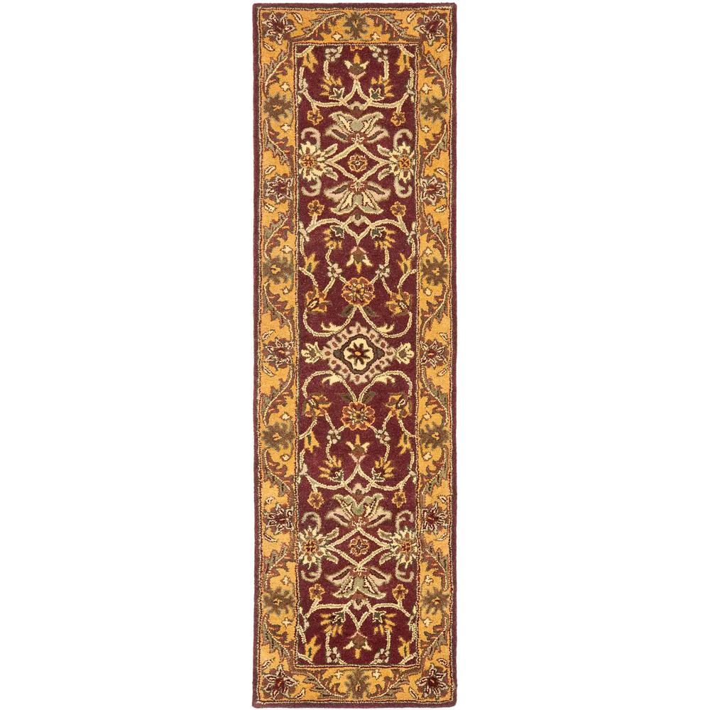 GOLDEN JAIPUR, BURGUNDY / GOLD, 2'-3" X 8', Area Rug. Picture 1