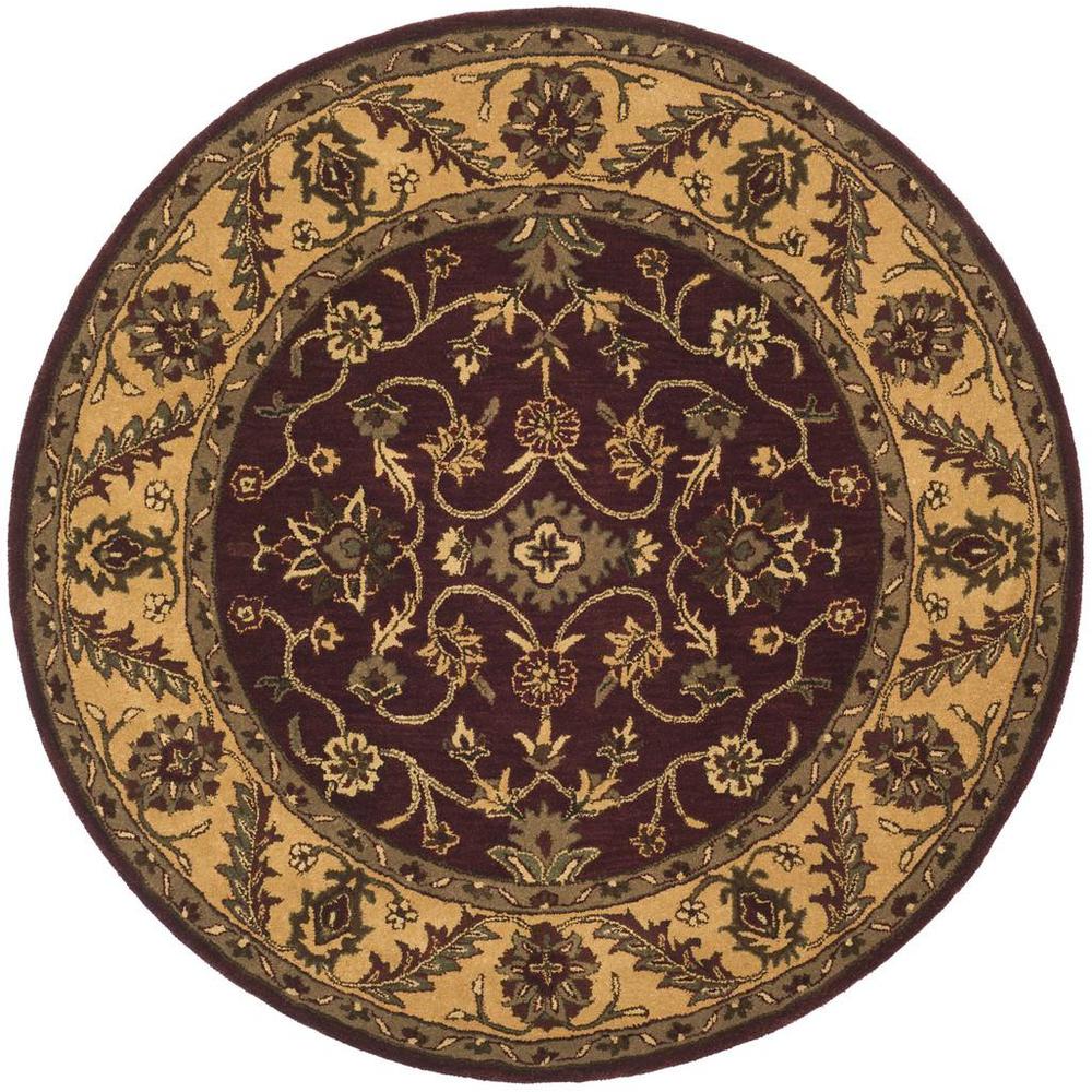 GOLDEN JAIPUR, BURGUNDY / GOLD, 6'-0" X 6'-0" Round, Area Rug. Picture 1