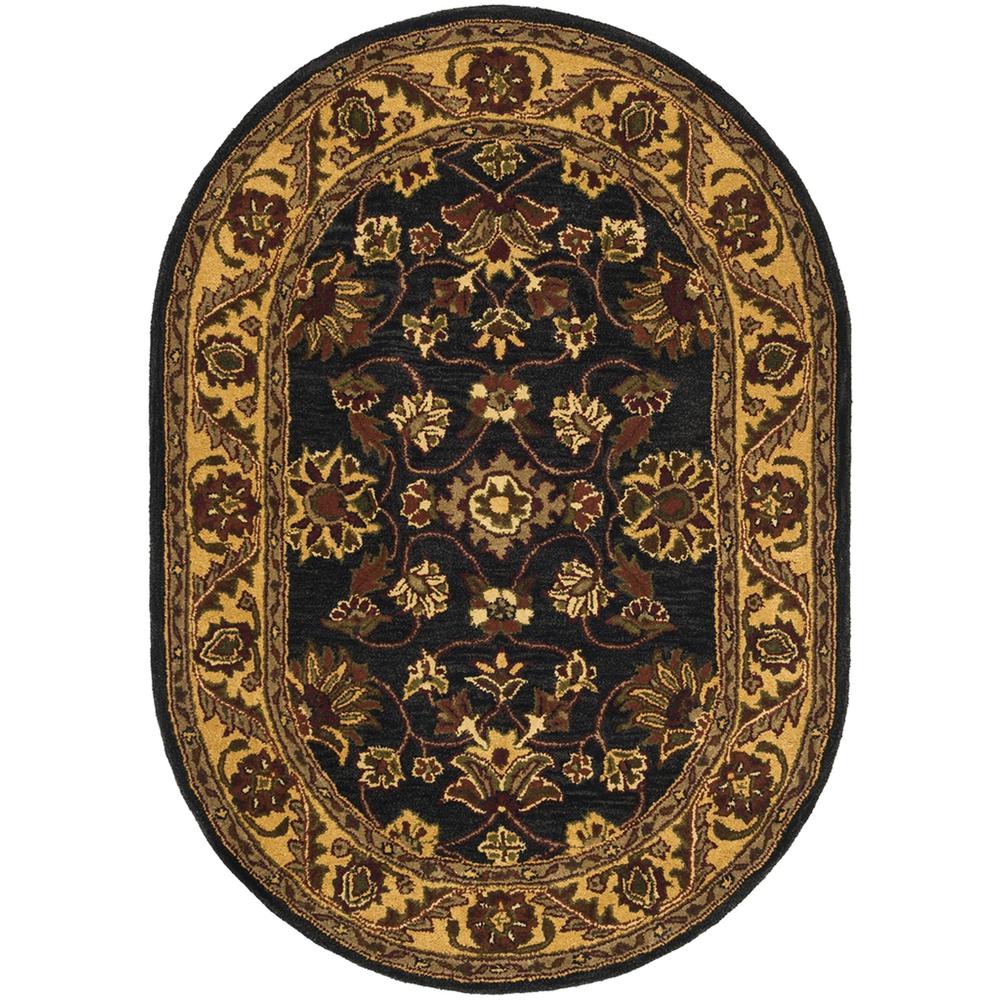 GOLDEN JAIPUR, BLACK / GOLD, 4'-6" X 6'-6" Oval, Area Rug. Picture 1