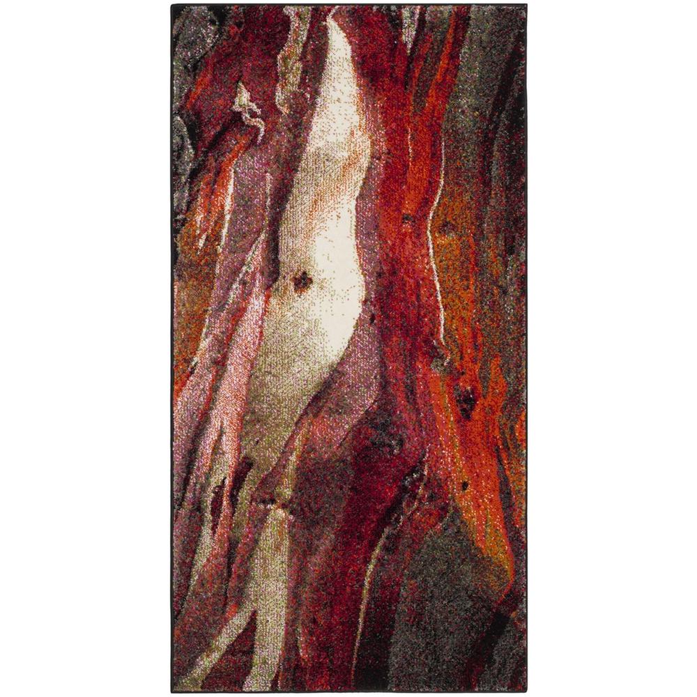 GLACIER, RED / MULTI, 2'-7" X 5', Area Rug. Picture 1