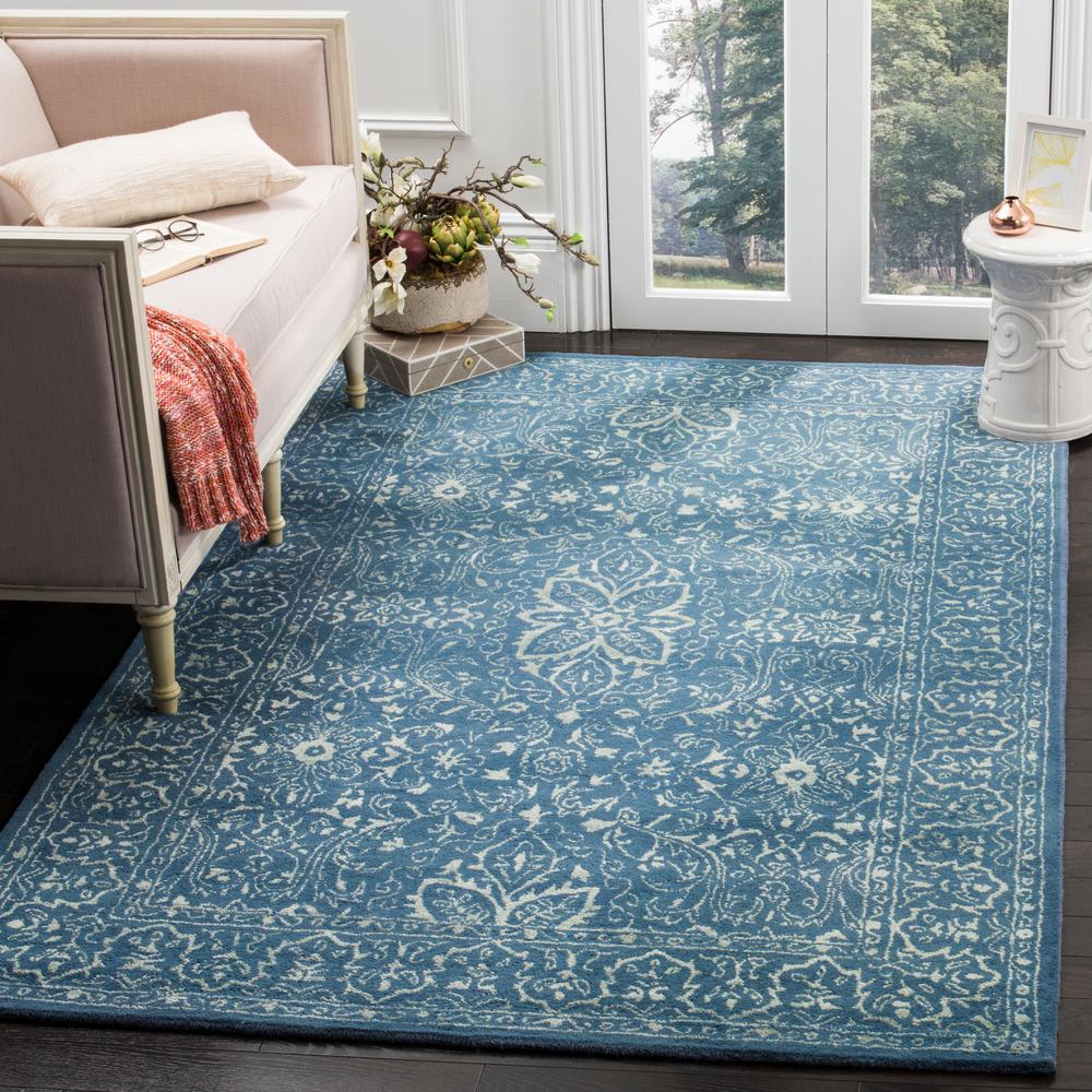 GLAMOUR, GREY / BLUE, 5' X 8', Area Rug. Picture 3