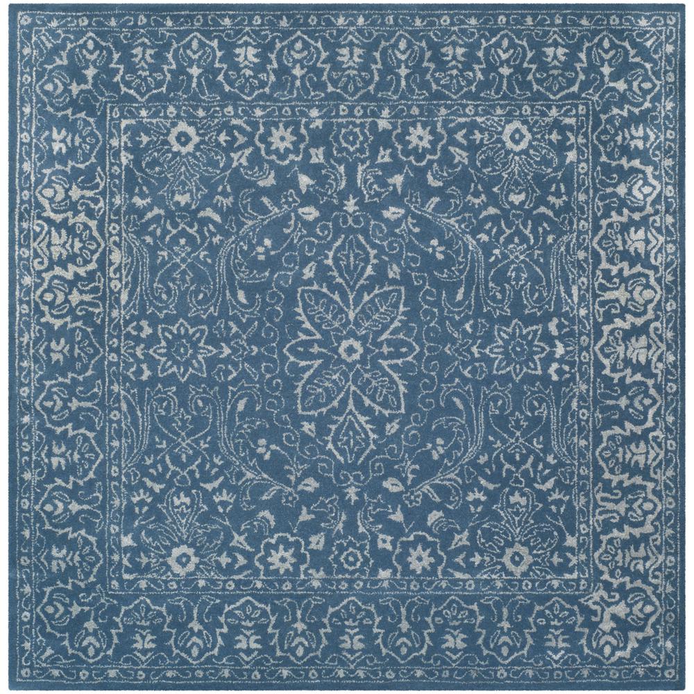 GLAMOUR, GREY / BLUE, 6' X 6' Square, Area Rug. Picture 1