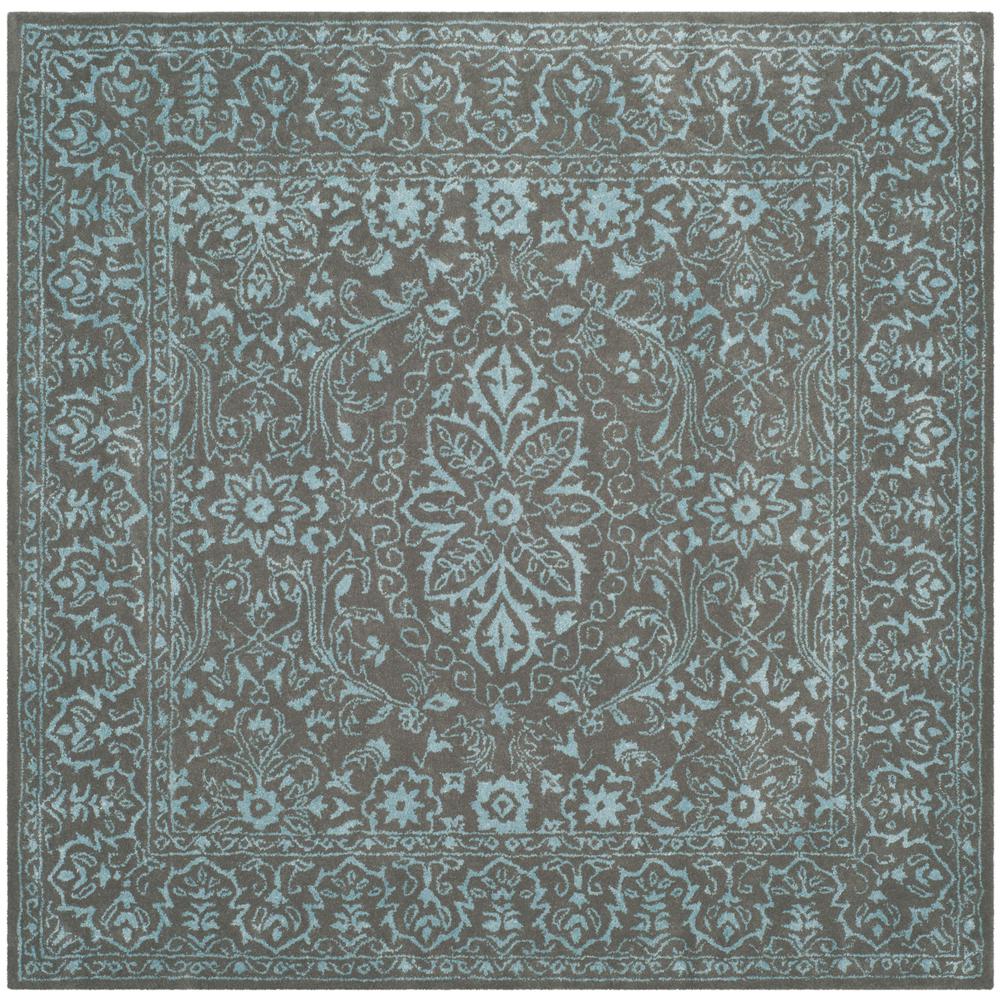 GLAMOUR, BLUE / DARK GREY, 6' X 6' Square, Area Rug. Picture 1