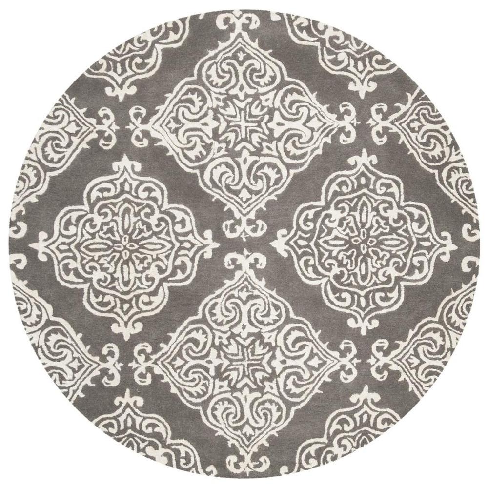 GLAMOUR, DARK GREY / IVORY, 6' X 6' Round, Area Rug. Picture 1