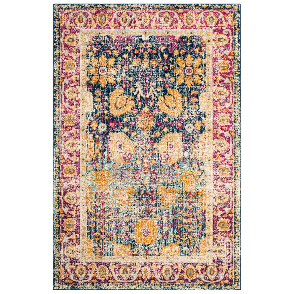 GRANADA, BLUE / FUCHSIA, 4' X 6', Area Rug. Picture 1