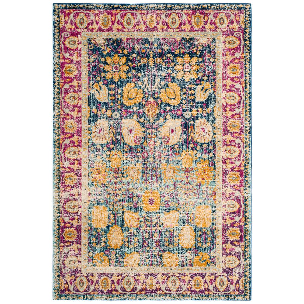 GRANADA, BLUE / FUCHSIA, 5'-1" X 7'-6", Area Rug. Picture 3