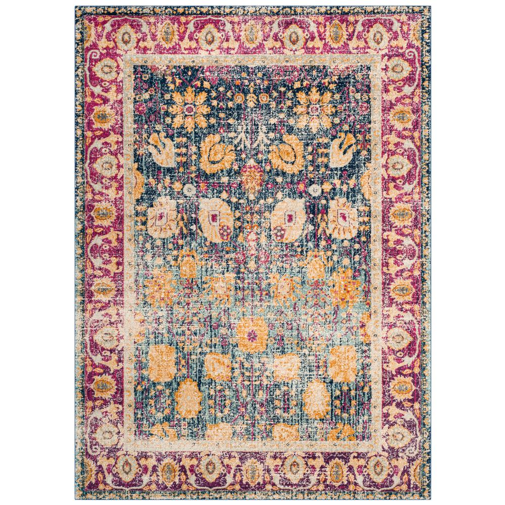 GRANADA, BLUE / FUCHSIA, 6'-7" X 9', Area Rug. Picture 1
