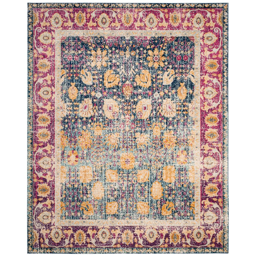 GRANADA, BLUE / FUCHSIA, 8' X 10', Area Rug. Picture 1