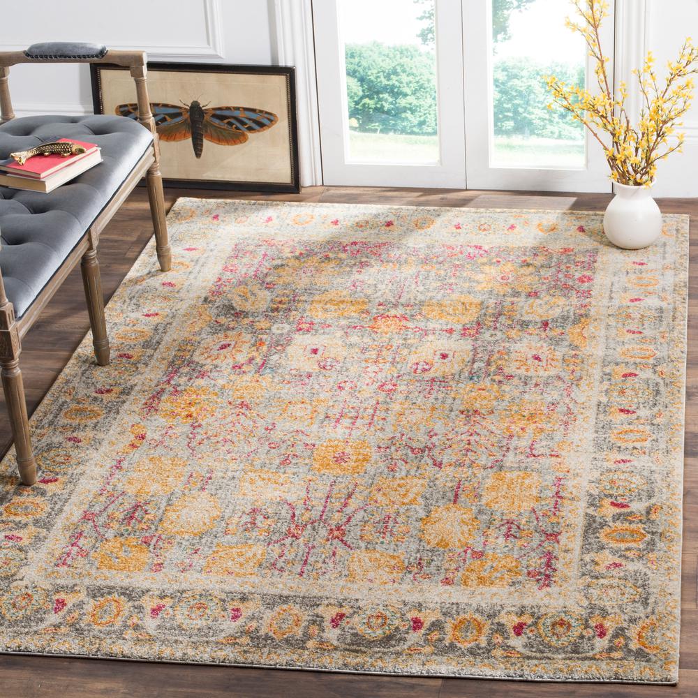 GRANADA, LIGHT GREY / MULTI, 5'-1" X 7'-6", Area Rug. Picture 4