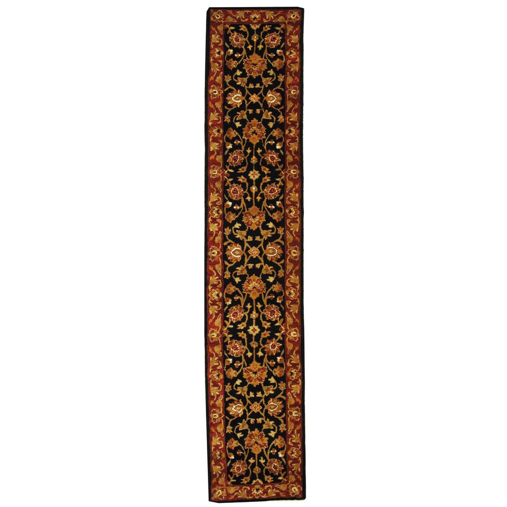 HERITAGE, BLACK / RED, 2'-3" X 12', Area Rug. Picture 1