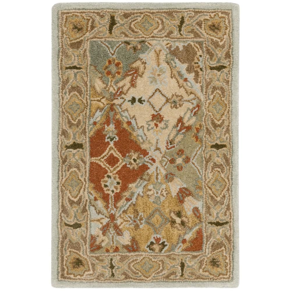 HERITAGE, LIGHT BLUE / LIGHT BROWN, 2' X 3', Area Rug. Picture 1