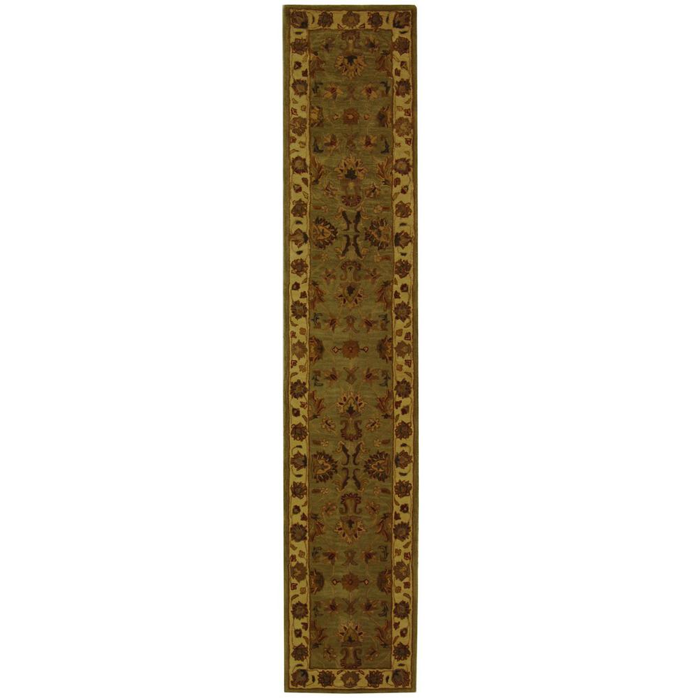 HERITAGE, GREEN / GOLD, 2'-3" X 12', Area Rug. Picture 1
