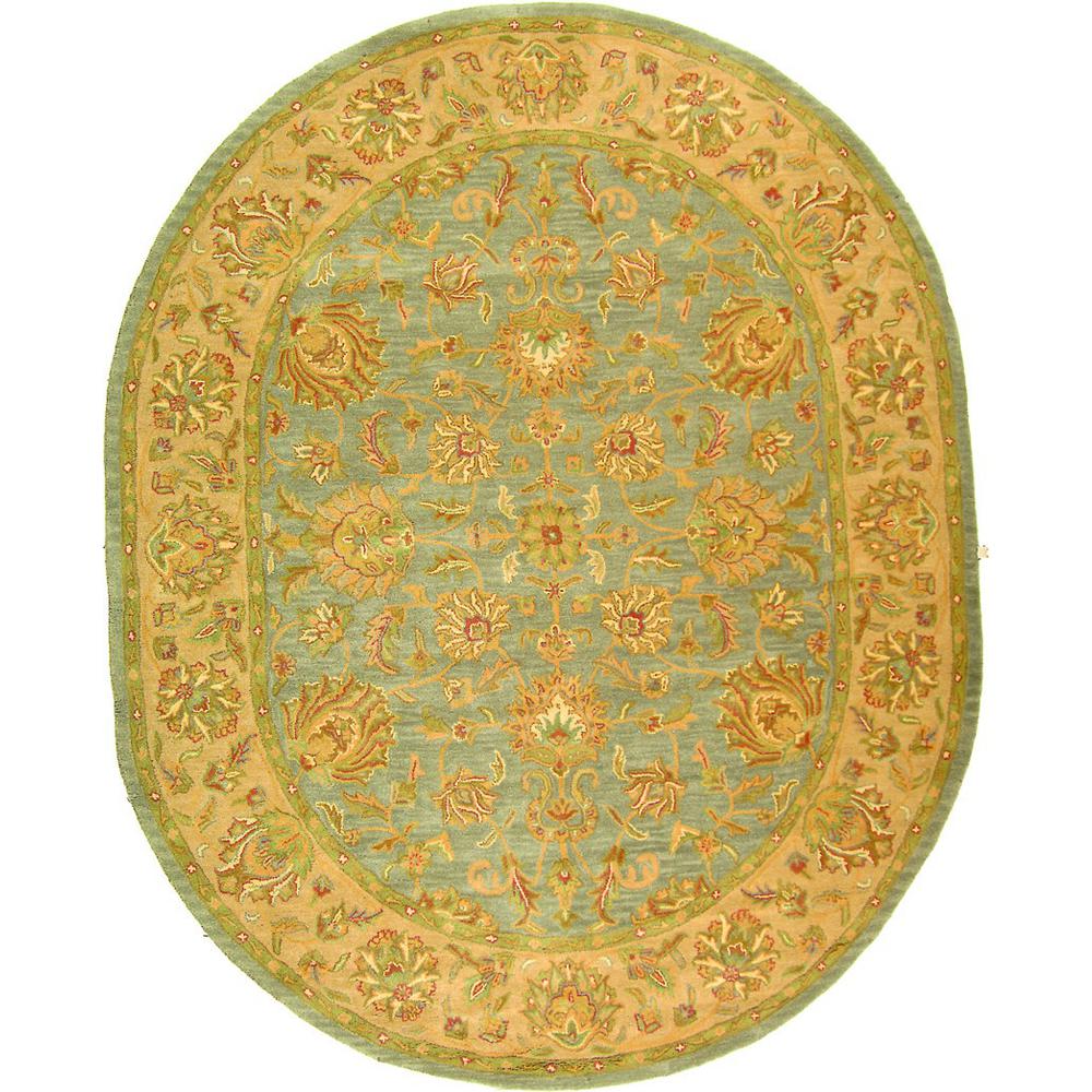 HERITAGE, BLUE / BEIGE, 7'-6" X 9'-6" Oval, Area Rug. Picture 1