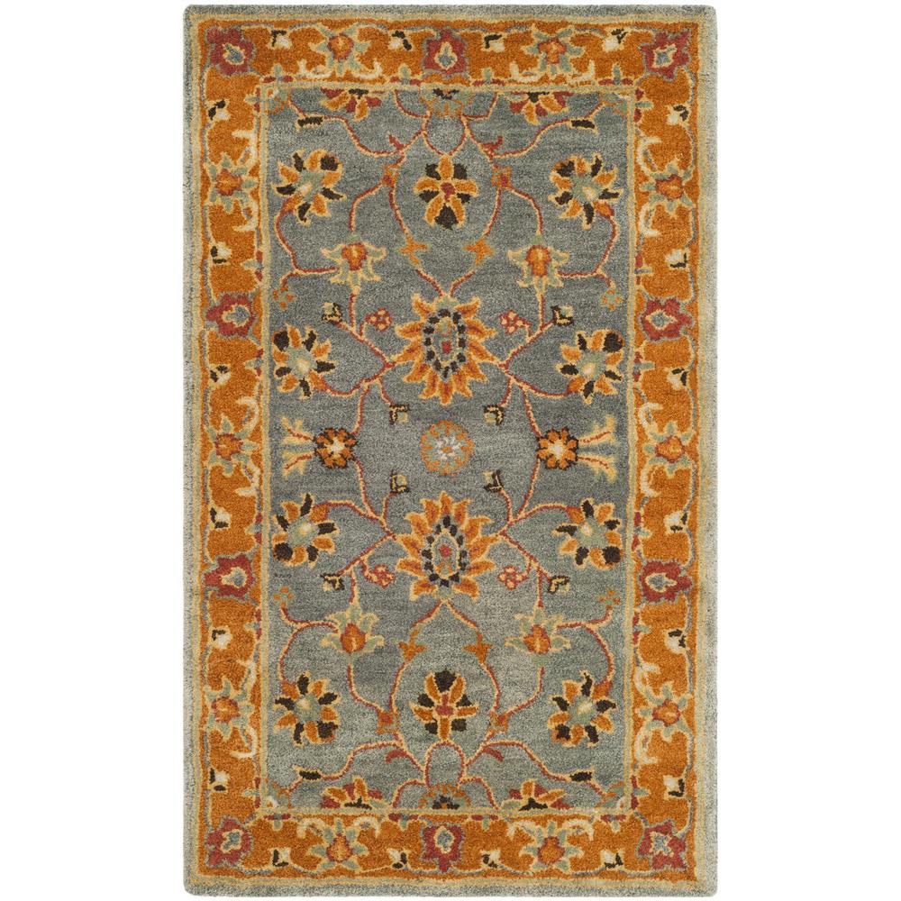 HERITAGE, BLUE / ORANGE, 3' X 5', Area Rug. Picture 1