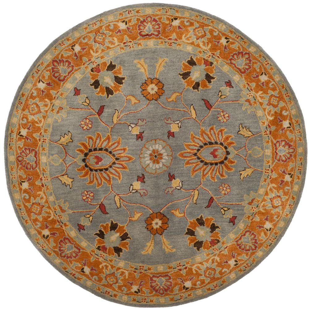 HERITAGE, BLUE / ORANGE, 6' X 6' Round, Area Rug. Picture 1