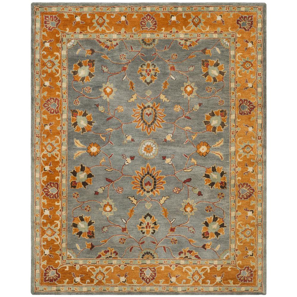 HERITAGE, BLUE / ORANGE, 8' X 10', Area Rug. Picture 1